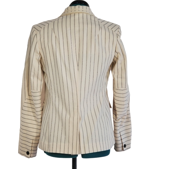 rag & bone Millie Striped Blazer Jacket Ivory Black Size 6 Office Size 6 - Picture 7 of 14